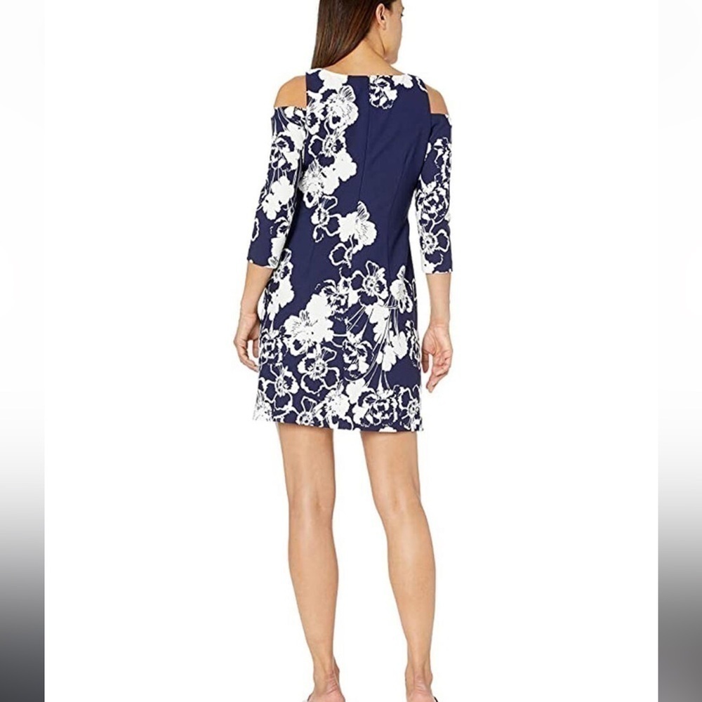 Jessica HOWARD Cold Shoulder 3/4 Sleeve Floral Print Dress Size 8P NWT - Picture 3 of 14